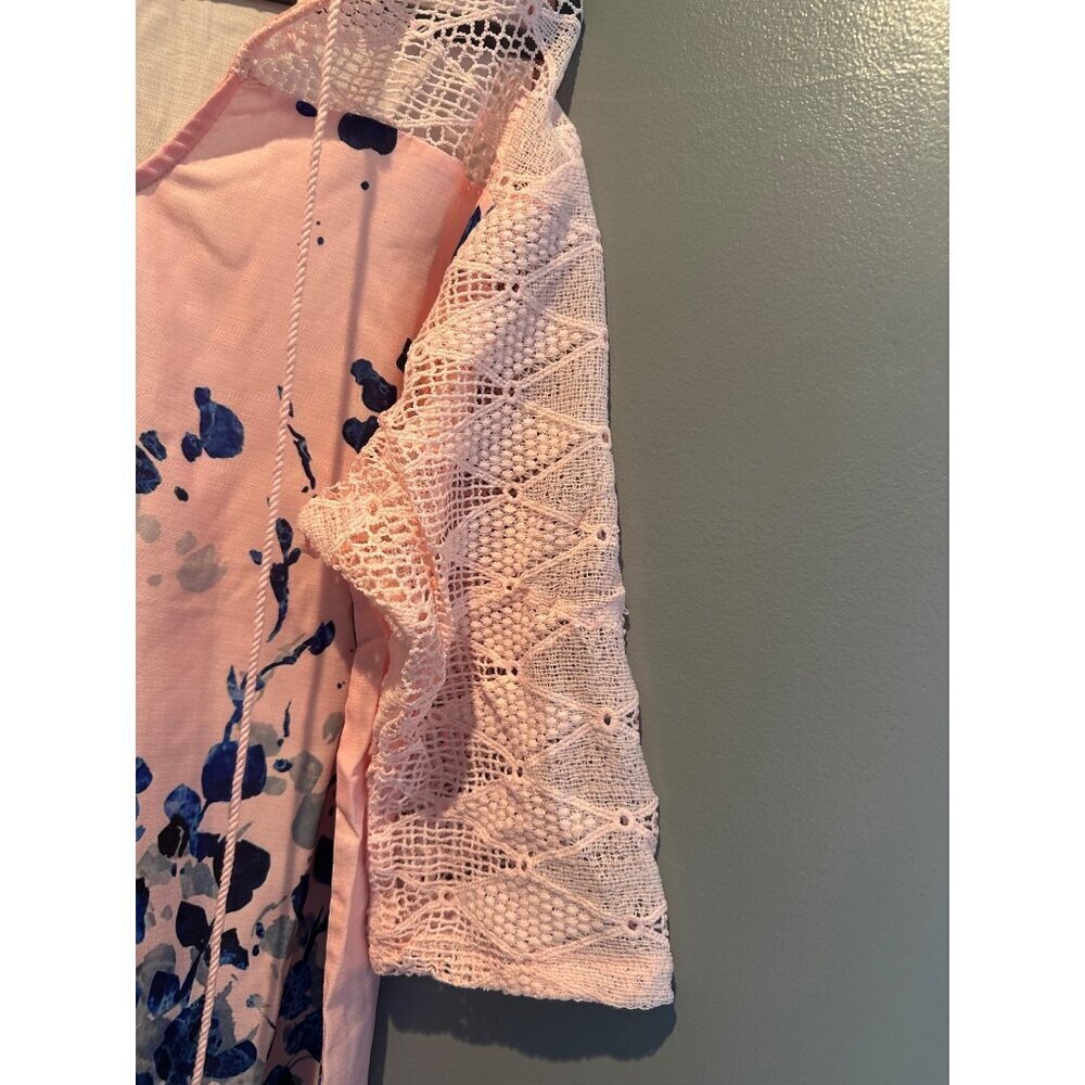 Misslook Tunic Top Women Small Pink Blue Boho Artsy Cottagecore barbiecore fairy - Picture 3 of 6